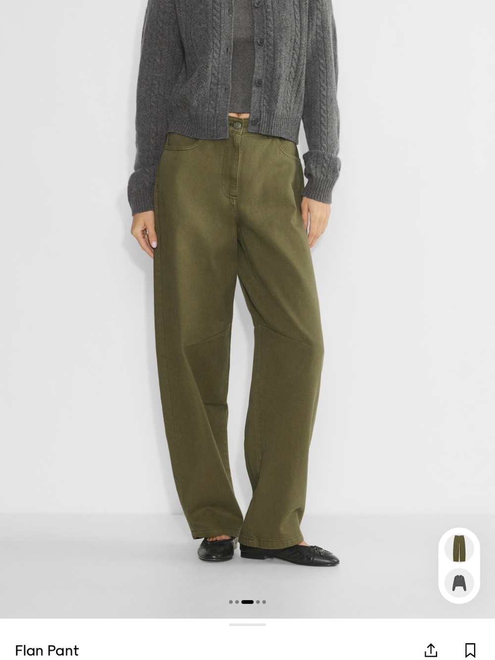 Aritzia Sunday Best Olive Green Wide-Leg Jeans